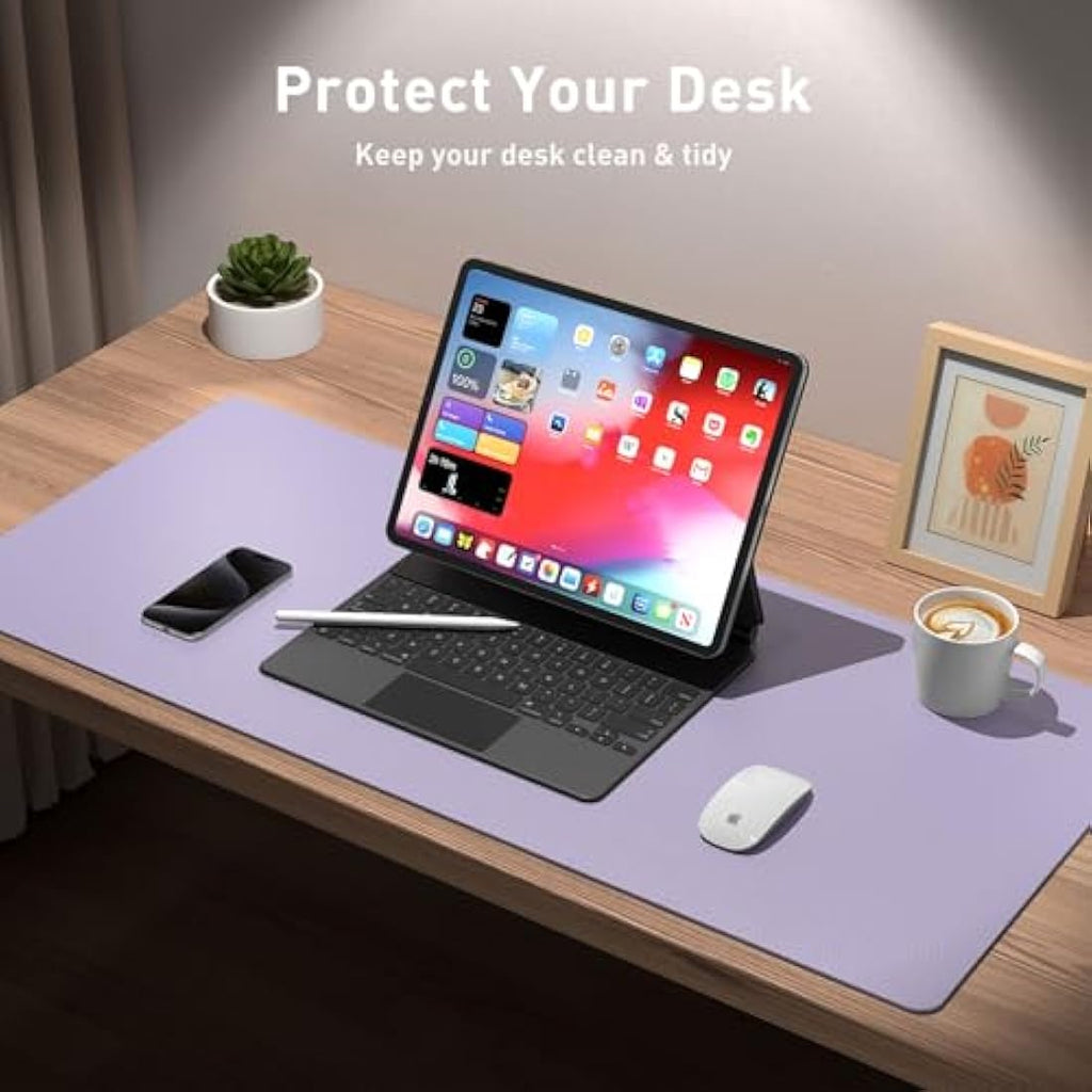 PU Leather Desk Pad – Waterproof Non-Slip Office Mat, Lavender