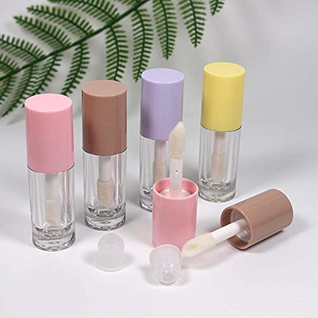 COSIDEA 6ml Pink Lip Gloss Tubes with Big Doe Foot Wand - 30 Pack