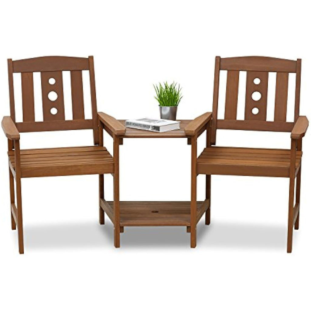 Furinno Hardwood Jack & Jill Outdoor Chair Set with Table - Natural