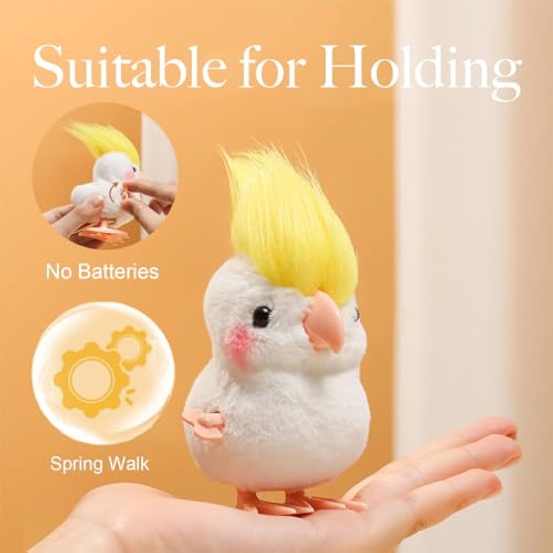 Mienocol 2-Pack Plush Wind-Up Bird and Parrot Jumping Clockwork Toys