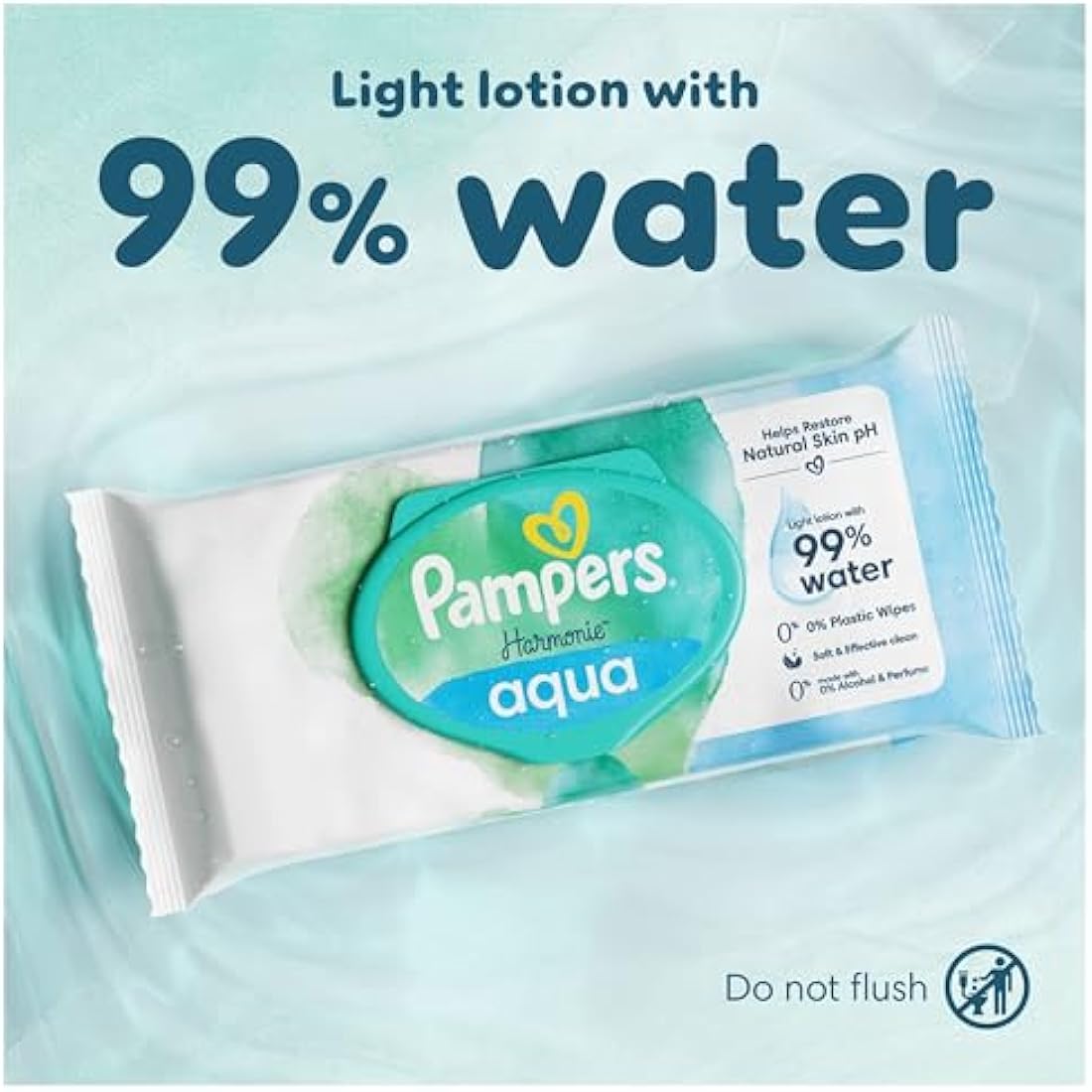 Pampers Harmonie Aqua Plastic Free Baby Wipes – 24 Packs (1152 Wipes)