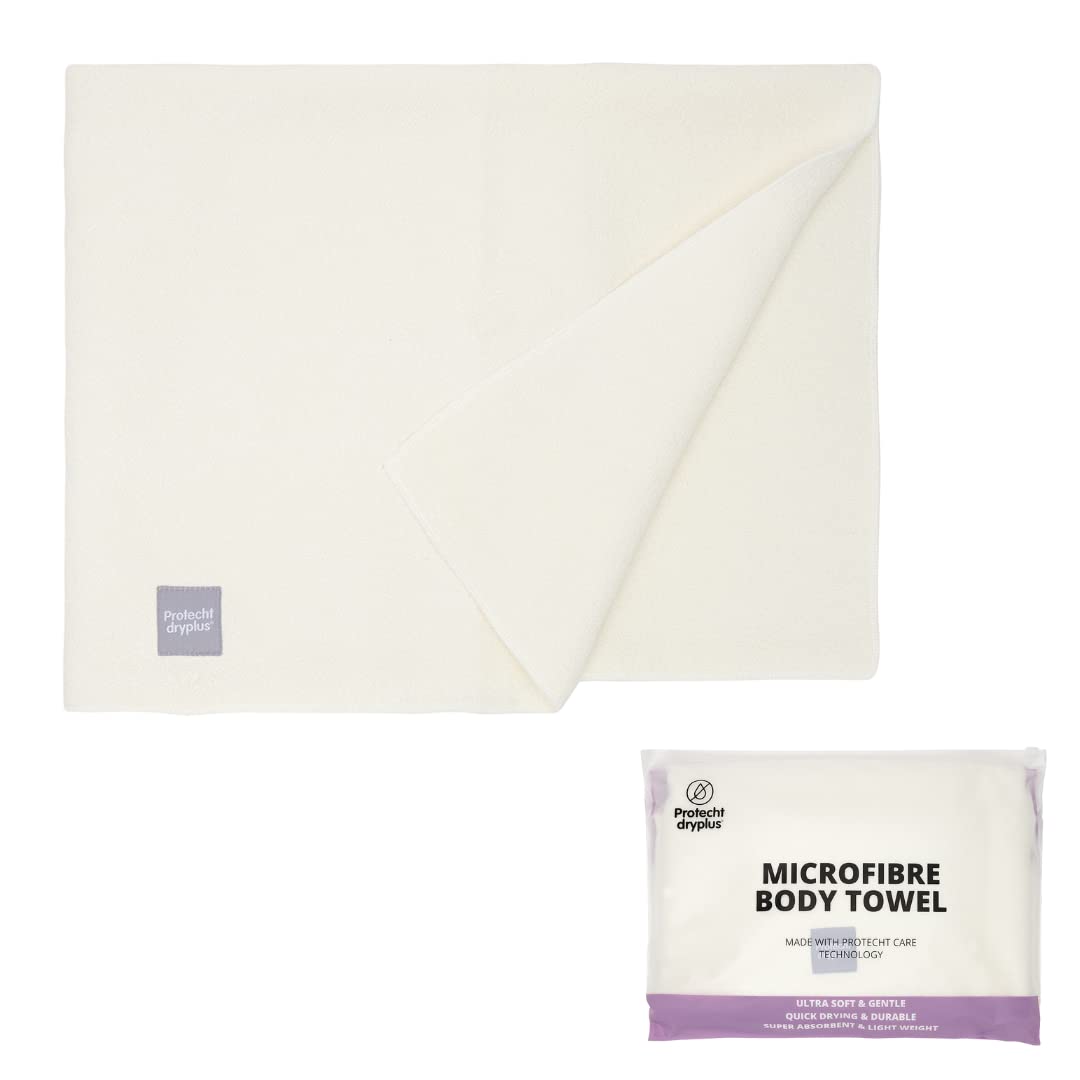PROTECHT DRYPLUS Microfiber Body Towel – White Quick-Dry Travel Towel