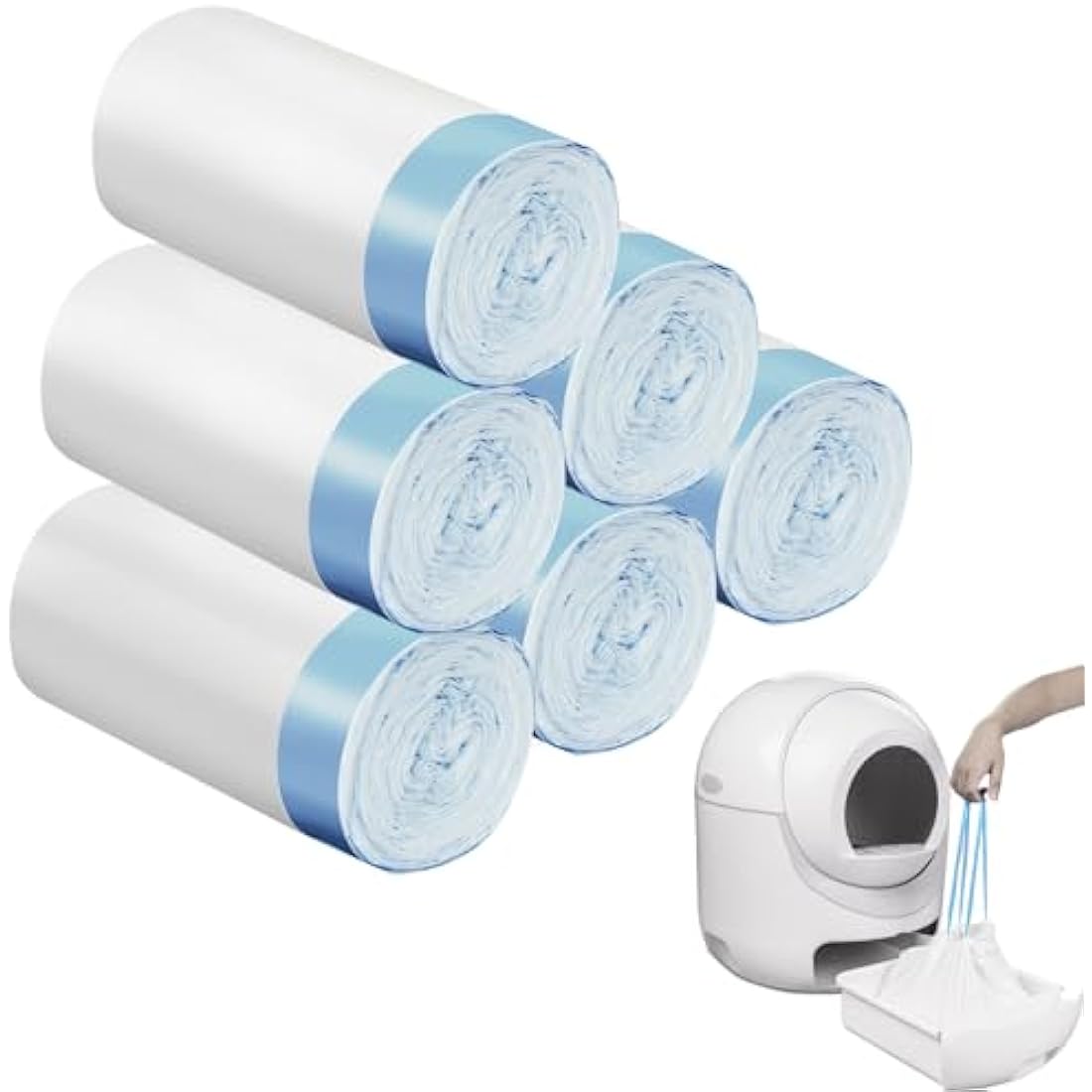 Cleanpethome Extra Large Cat Litter Box Liners | 120 Count Drawstring Bags