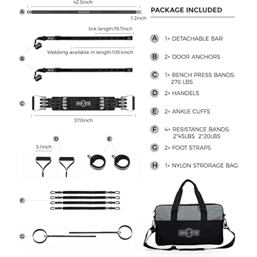 INNSTAR Portable Home Gym 5.0 – Resistance Band Strength Training Set