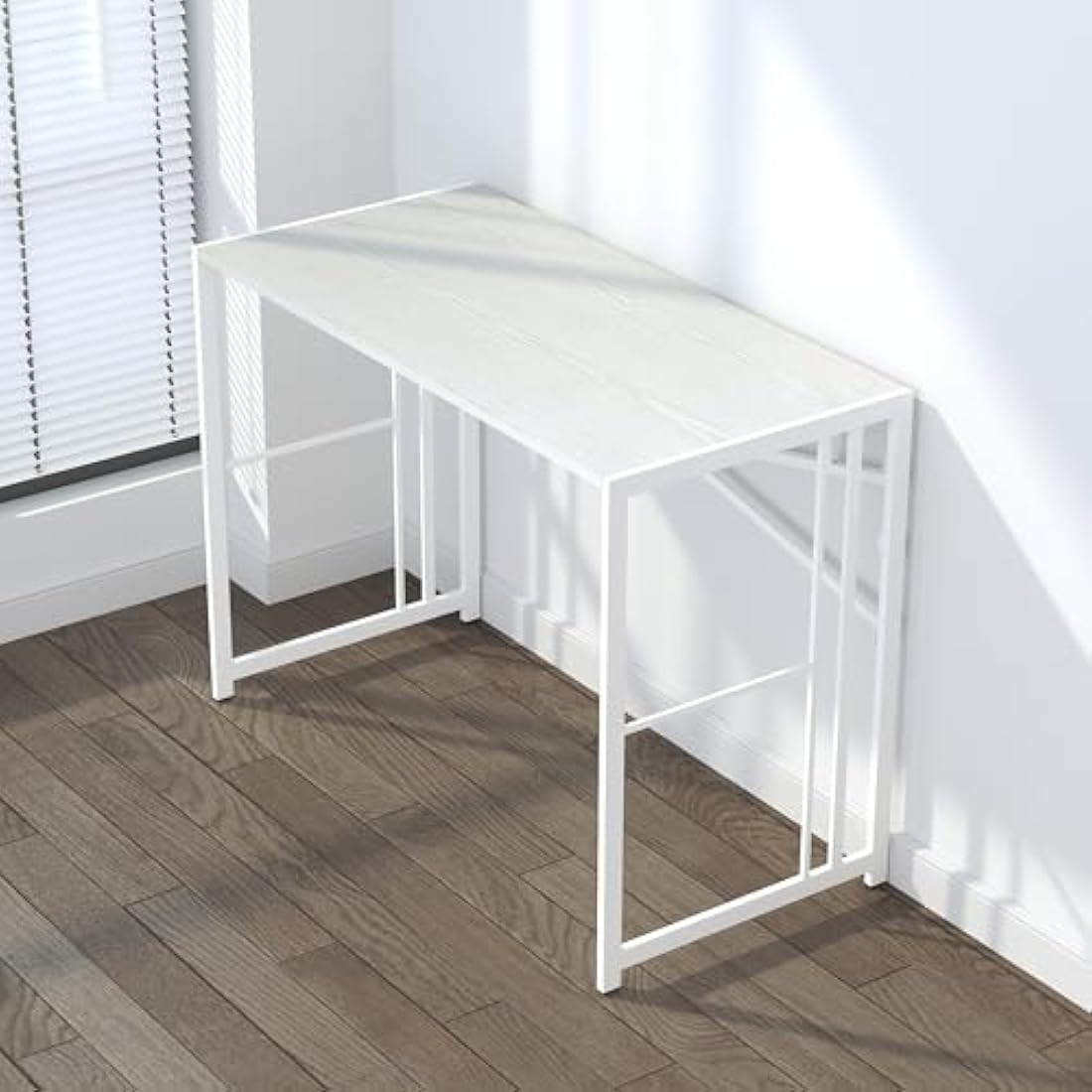 Lutown-Teen 103cm Folding Desk | No-Assembly White Home Office Table