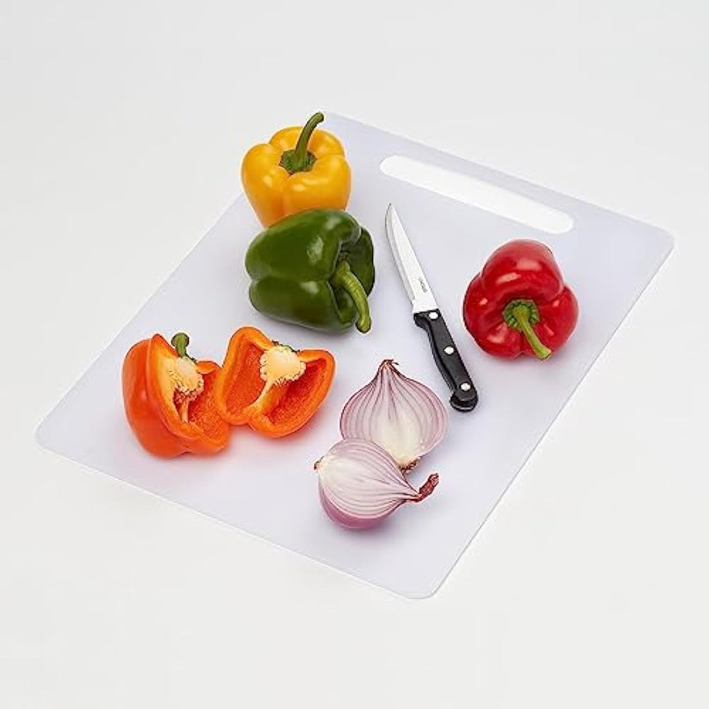 Chef Aid Non-Slip Chopping Board Twin Pack | White Plastic Cutting Boards
