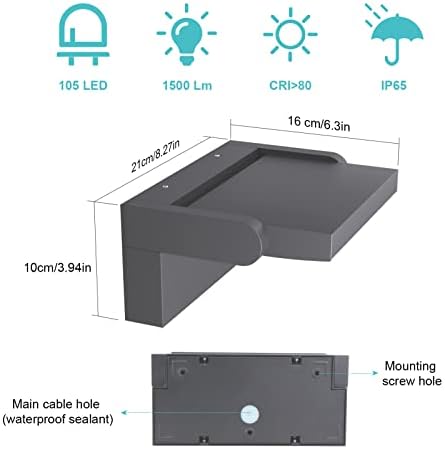 Klighten 24W LED Wall Light | Waterproof IP65 Aluminum Outdoor Sconce