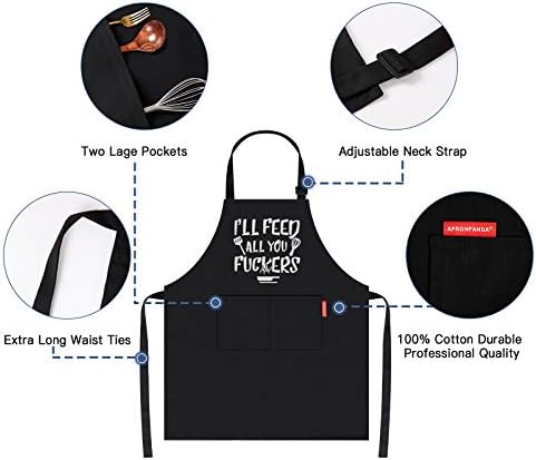 APRONPANDA I'll Feed All You Funny BBQ Chef Apron with 2 Pockets