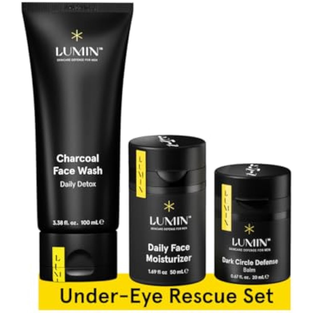 Lumin No Baggage Trio Men's Skincare Kit - Charcoal Cleanser & Moisturizer