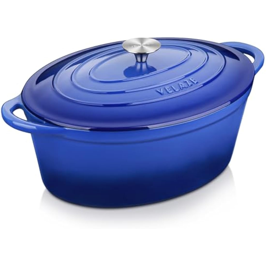 Velaze Enameled Cast Iron Dutch Oven – 7.5L Oval Casserole Dish, Blue