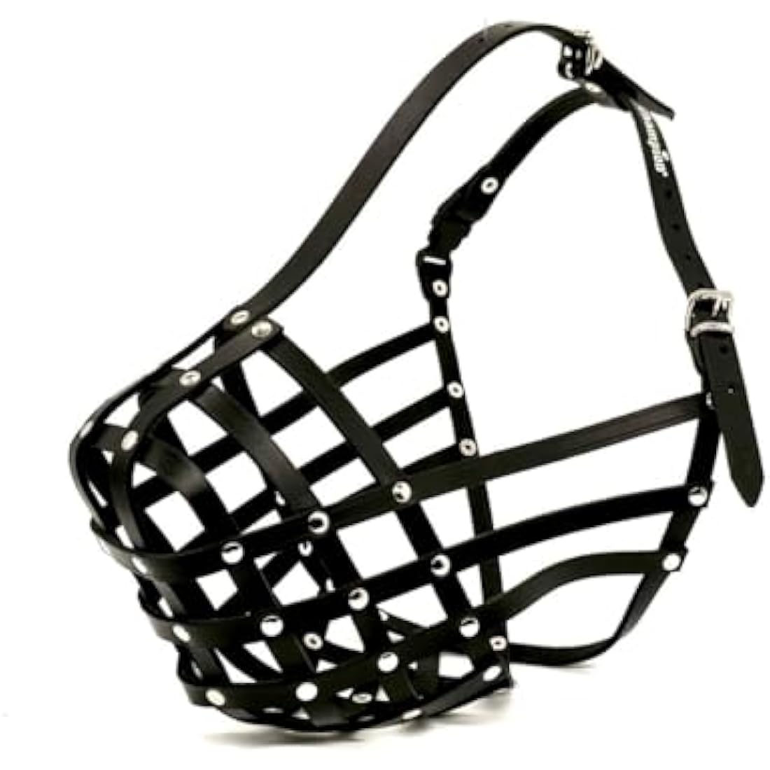 L&J Pets Black Leather Dog Muzzle for Bullmastiff & Dogue de Bordeaux