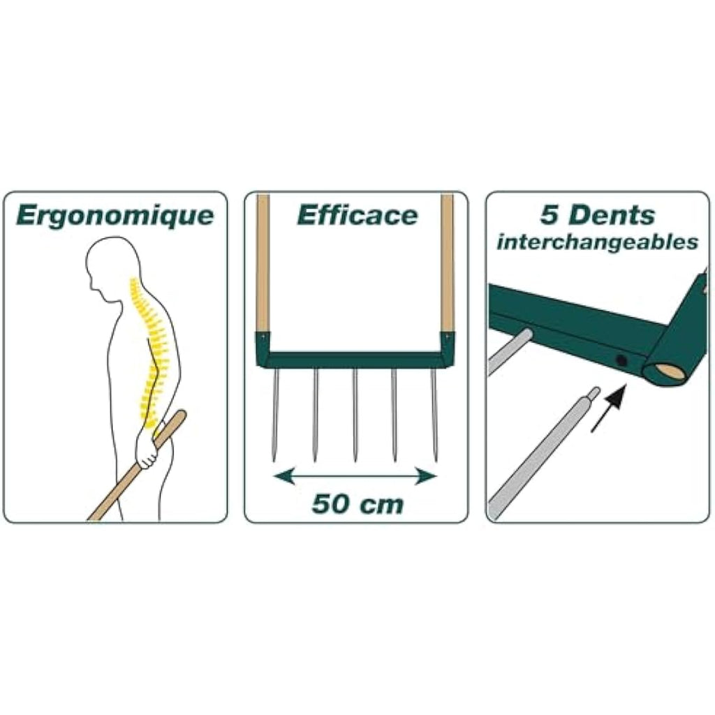 Leborgne Biogrif Grelinette 5 Dents – Outil de Jardinage et Aérateur de Sol