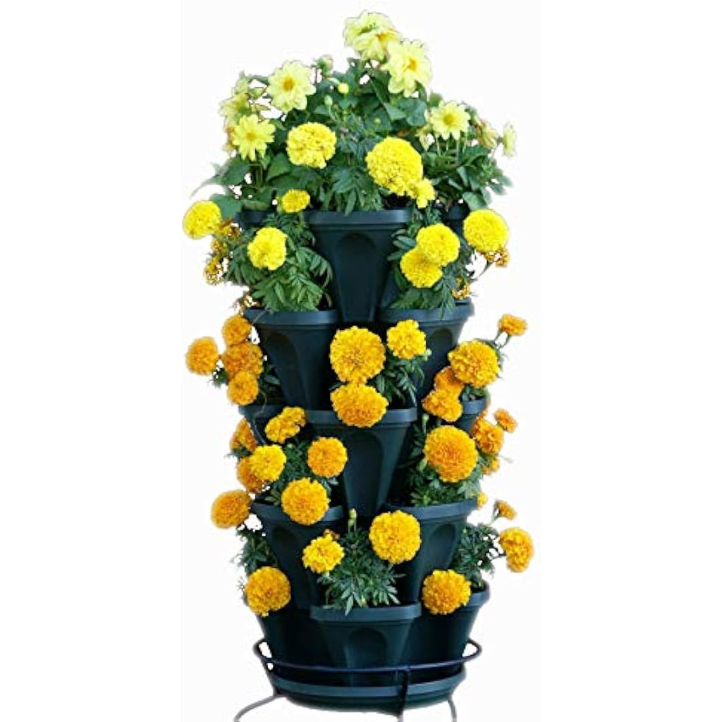 Mr. Stacky 5-Tier Vertical Stackable Planter - Self-Watering Hunter Green