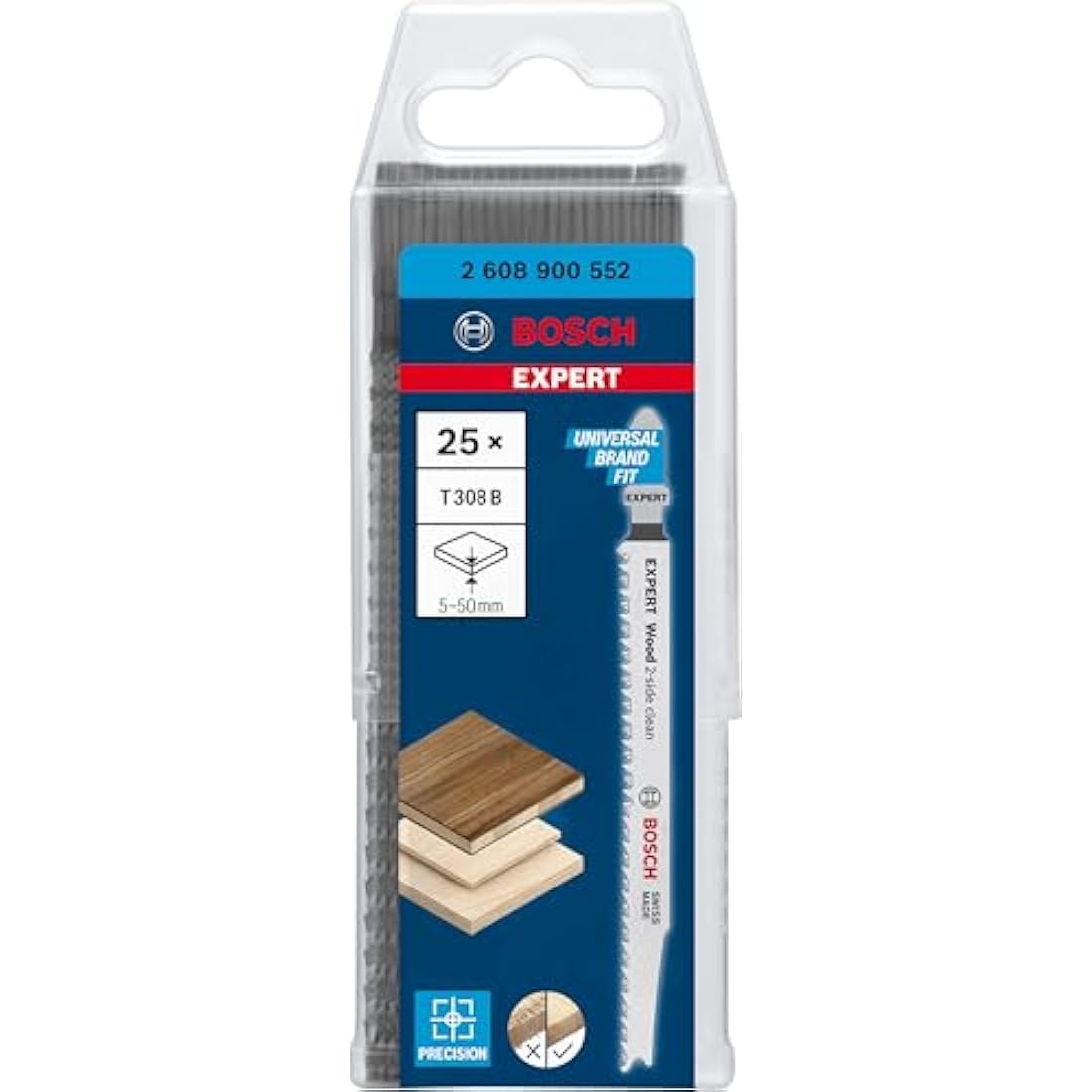 Bosch EXPERT T308B Jigsaw Blades - 25pc Wood 2-Side Clean T-Shank