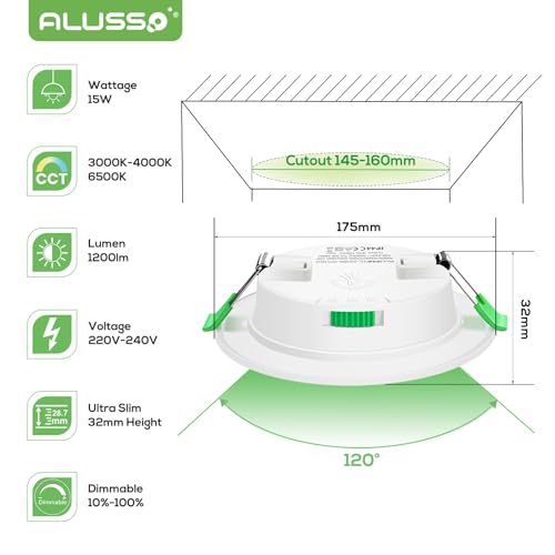 15W LED Downlights – Ultra Slim Dimmable IP44 CCT Spotlights