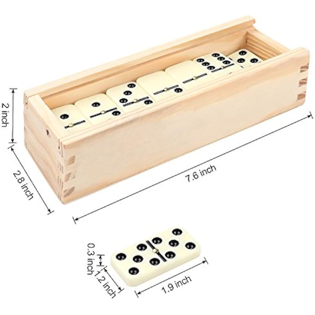 Jolof Store Double 6 Dominoes Set - 28 Professional Tiles with Wooden Box