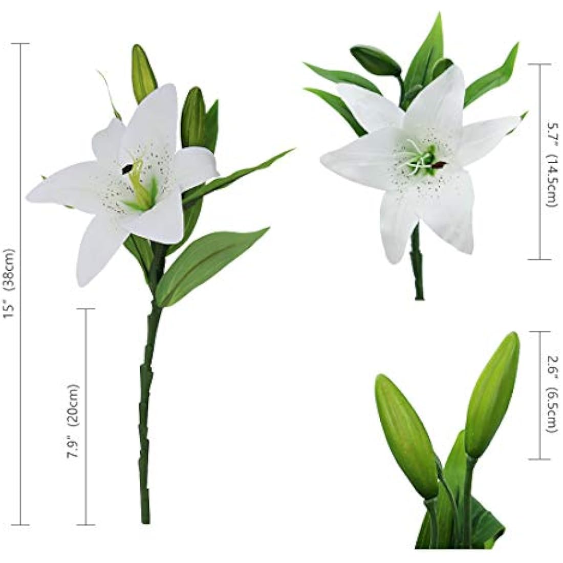Olrla Real Touch White Artificial Lily Flowers – 6 Pcs Waterproof Faux Lilies