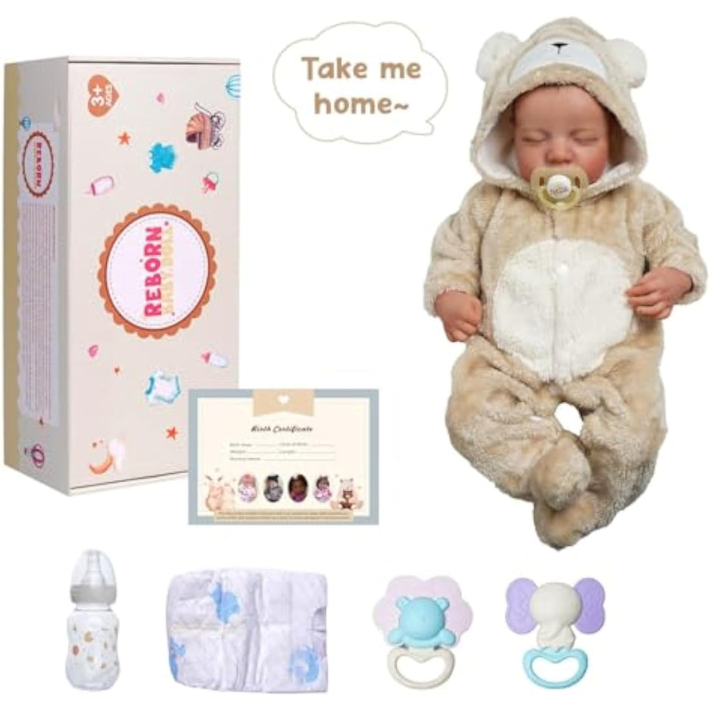 BABESIDE 17 Inch Reborn Baby Doll – Realistic Sleeping Silicone Vinyl Boy
