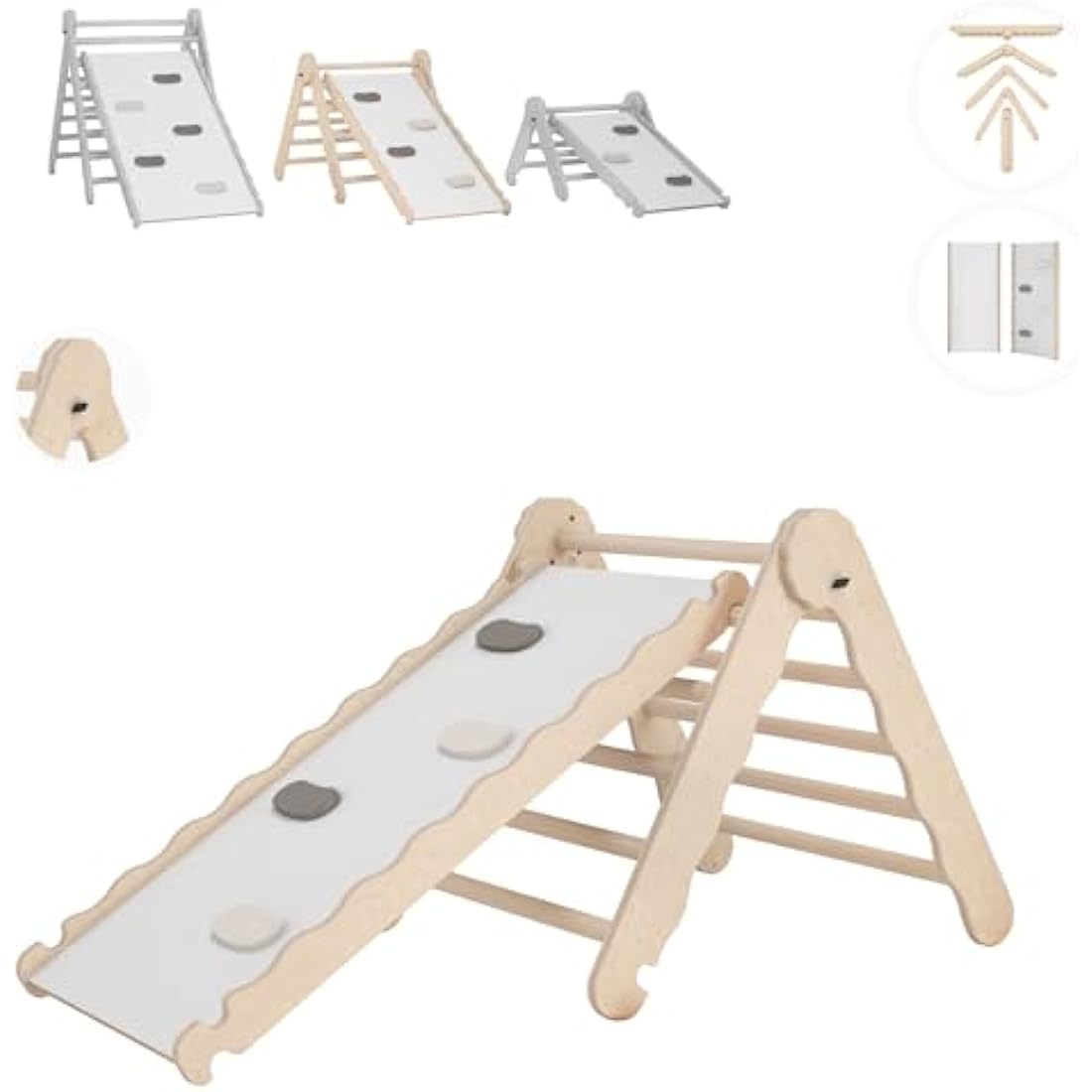 MAMOI Wooden Indoor Climbing Triangle with Slide for Kids and Toddlers