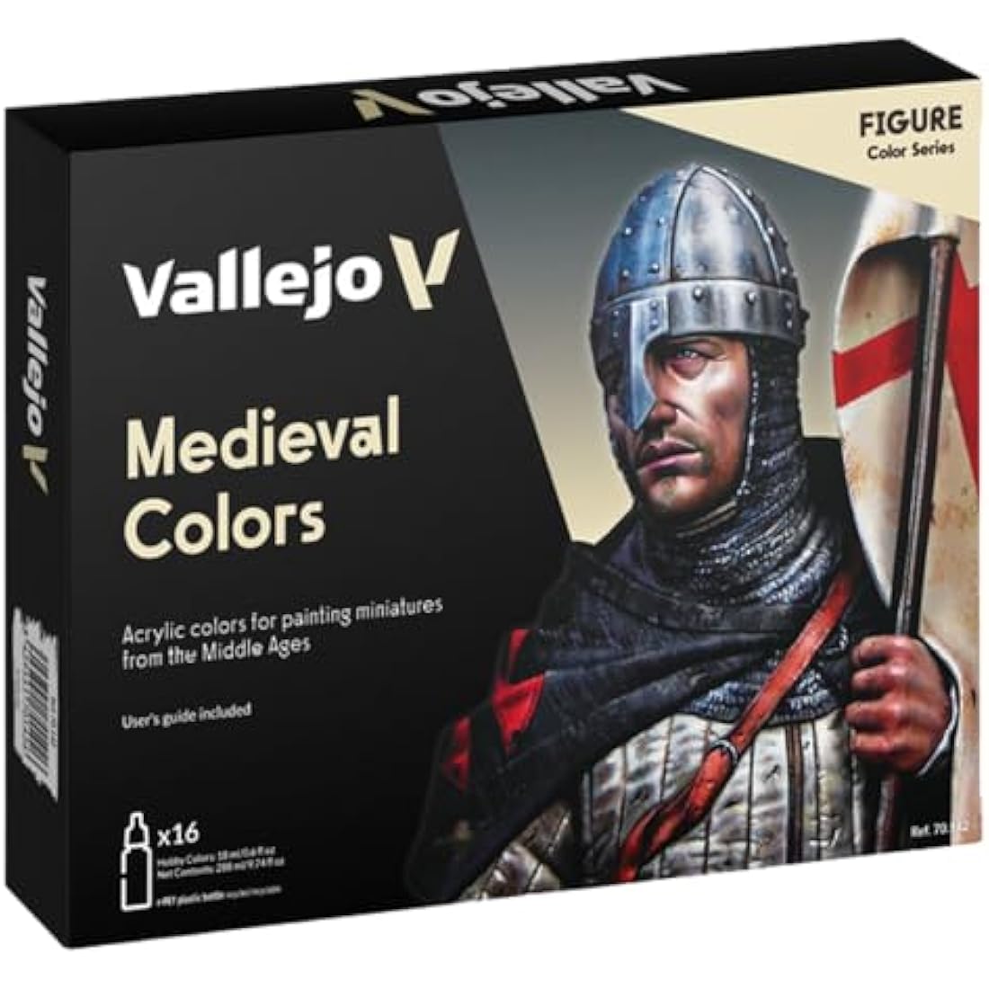 Vallejo Model Color Medieval Acrylic Paint Set - 16 Pack (17ml Bottles)