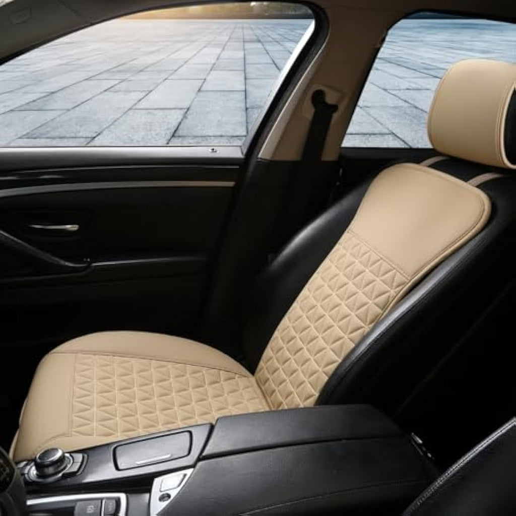 Black Panther Luxury PU Leather Front Car Seat Cover Protector – Beige