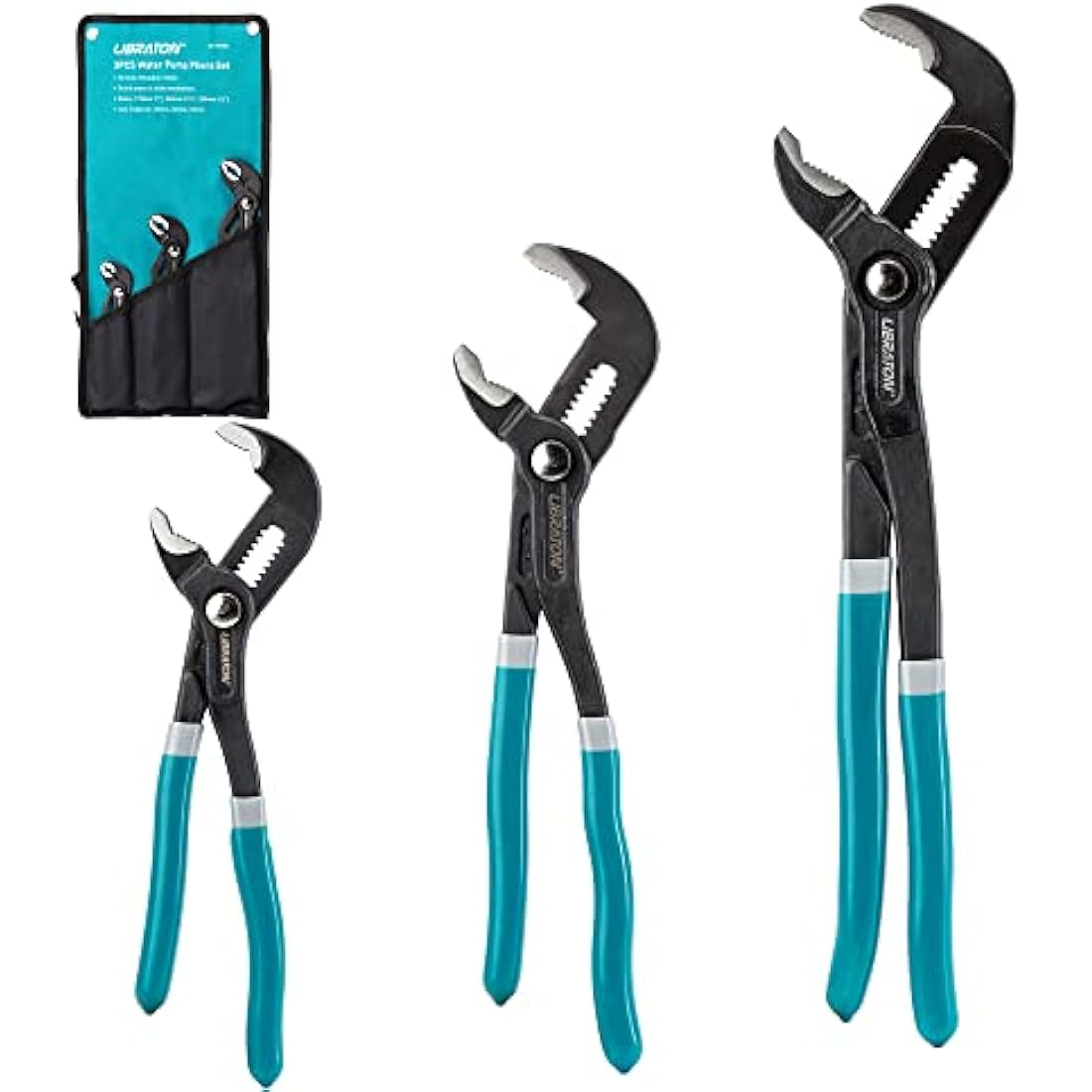 Libraton 3-Piece CR-V Steel Plumbing Pliers Set | V-Jaw Groove Joint