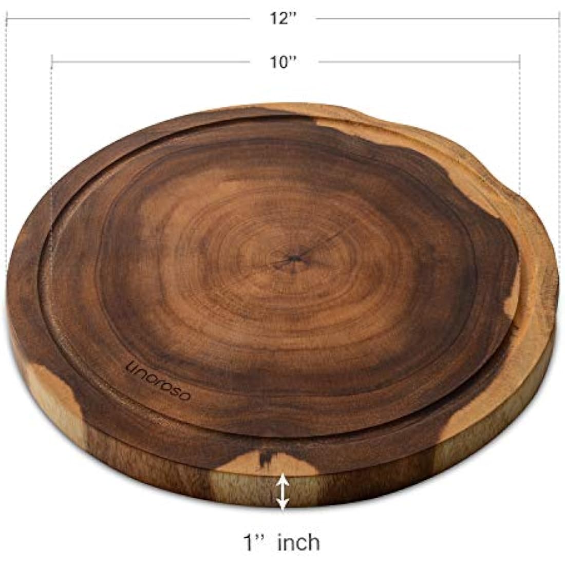 Linoroso Round Acacia Wood Cutting Board - 30cm Non-Spliced Chopping Board
