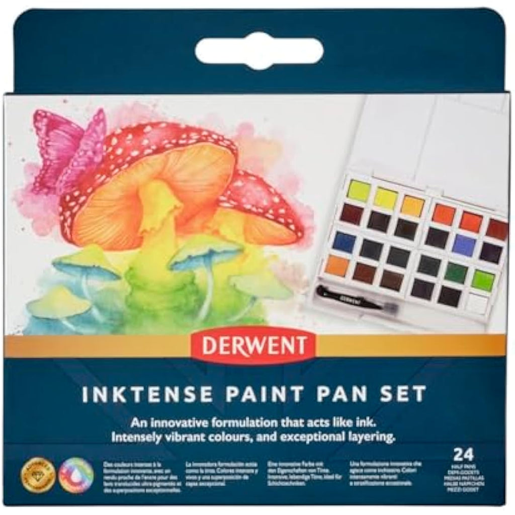 Derwent Inktense Paint Pan Set - 24 Water-Soluble Permanent Colours