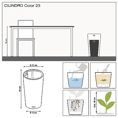 Lechuza Cilindro Color 32 Self-Watering Planter | White Plastic Pot