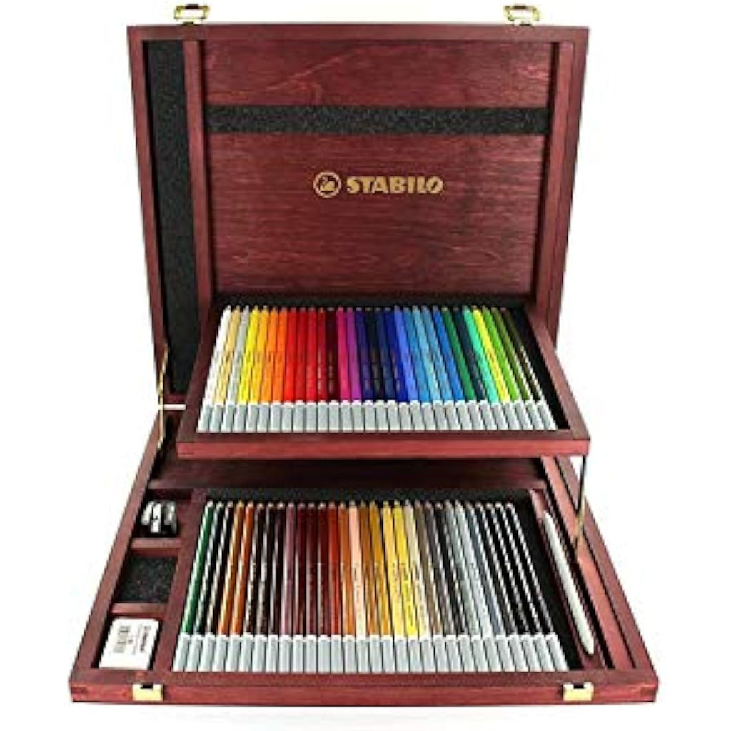 STABILO CarbOthello Chalk-Pastel Pencils | Wooden Box Set of 60