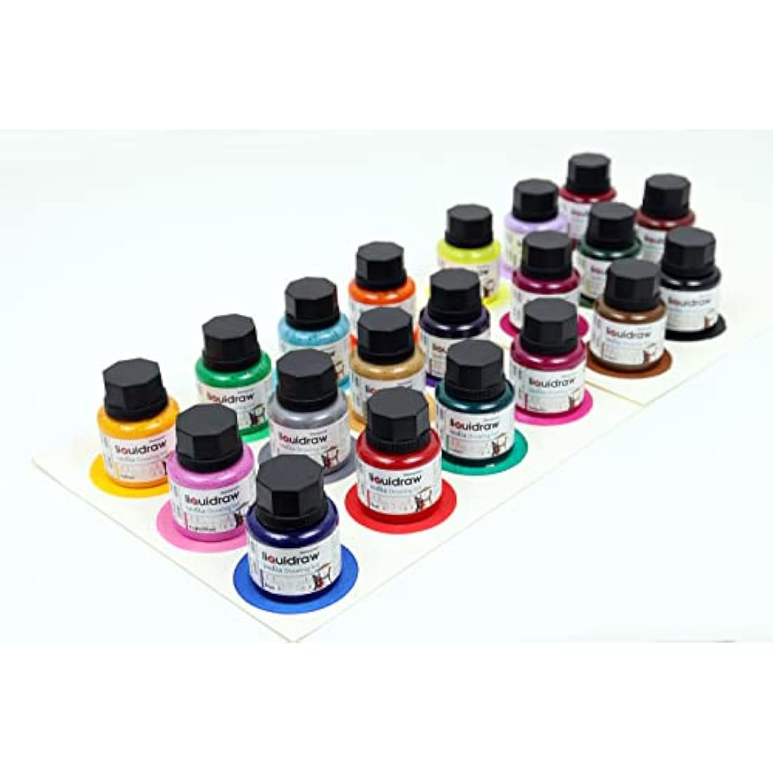 Liquidraw Coloured Drawing Ink Set – 20 Assorted Waterproof Indian Inks