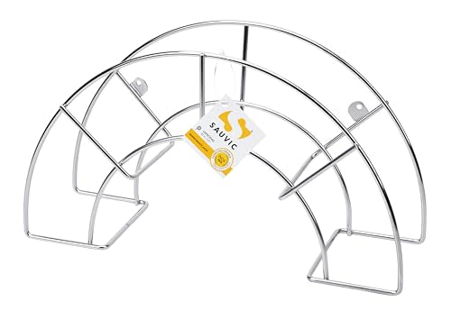 Sauvic Large Stainless Steel Wall Mount Water Hose Stand – Silver