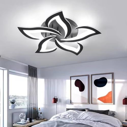 Comely Modern Flower LED Ceiling Light | 60W Petal Chandelier - Black