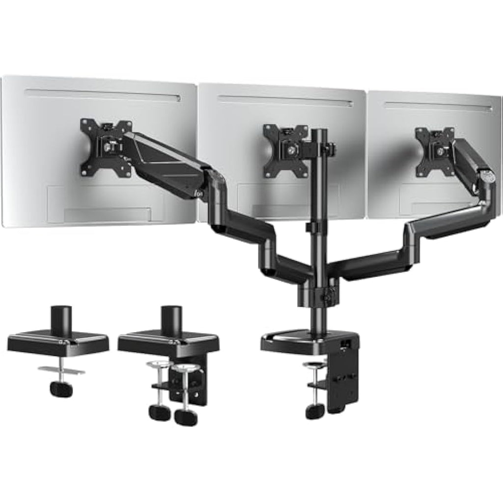 ELIVED Triple Monitor Arm – Gas Spring Desk Mount for 13-27 Inch Screens