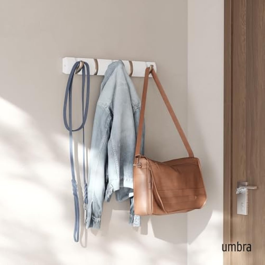 Umbra Flip 5-Hook Wall Mounted Coat Rack – Modern White/Nickel Hanger