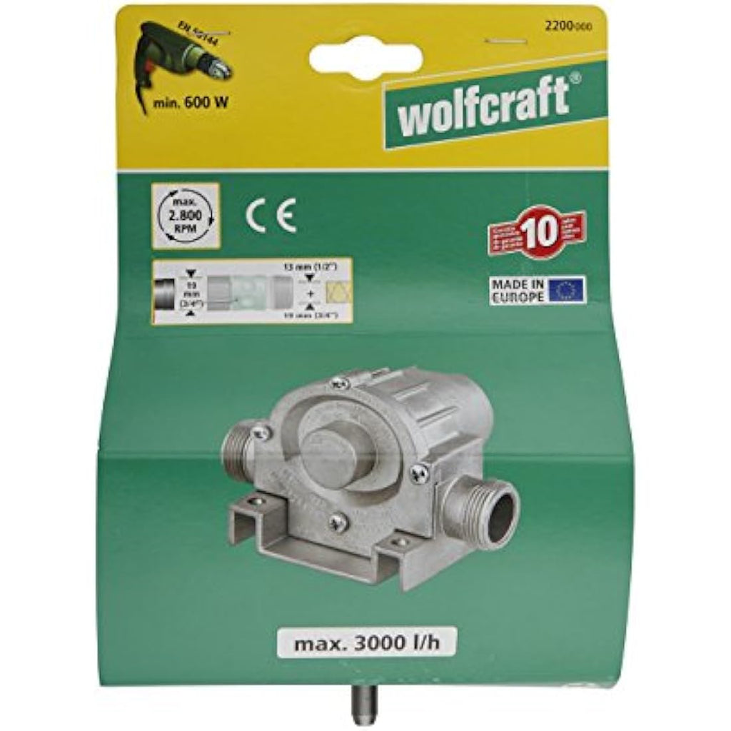 Wolfcraft Metal Drill Pump | 3000 l/h Liquid Transfer for Power Drills