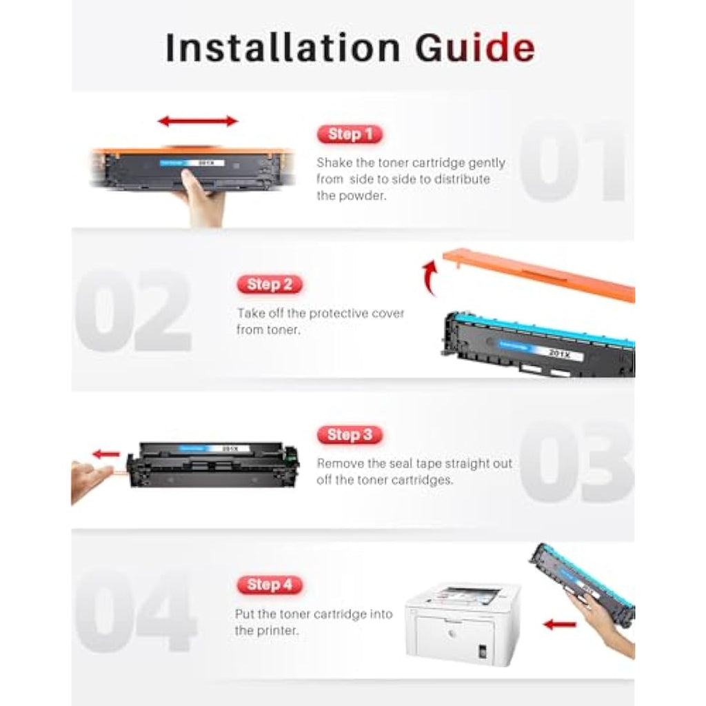 Halloya 201X Toner Cartridge 4-Pack for HP Color LaserJet Pro M277dw M252dw