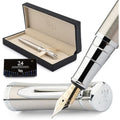 Wordsworth & Black Fountain Pen Set - Extra Fine Nib, Silver Chrome