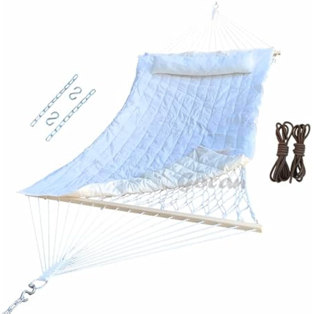 GOCAN Cotton Rope Mesh Hammock with Detachable Pad and Tree Straps