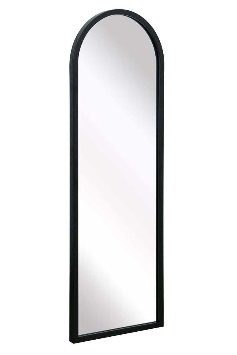 MirrorOutlet Arcus Black Metal Arched Wall Mirror - 47" x 16"