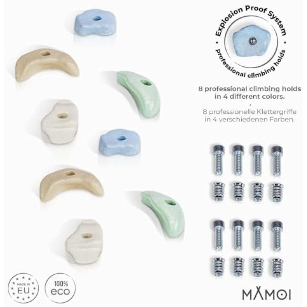 MAMOI Kids Climbing Wall Holds – 4 Piece Concrete Rock Climbing Stones