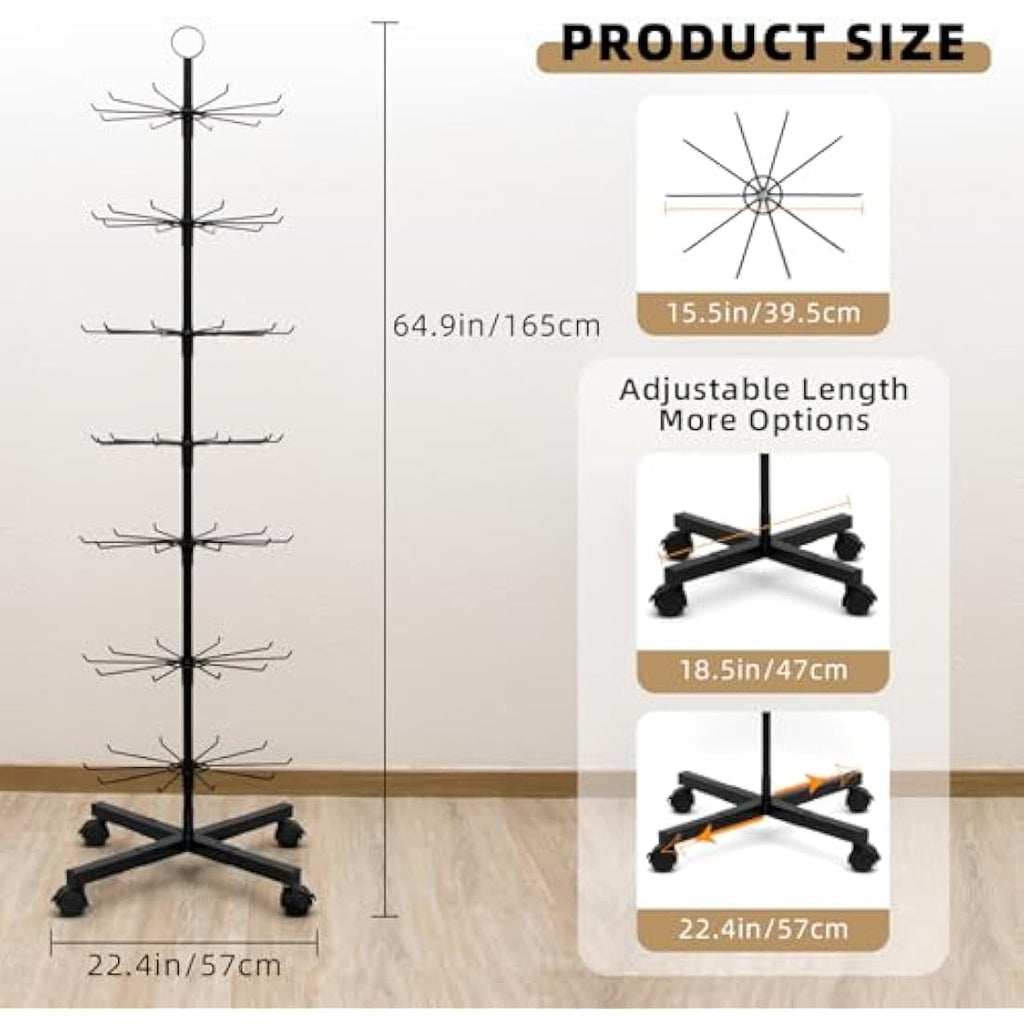ANBOXIT 7-Tier Rotating Retail Display Rack with Wheels – Black