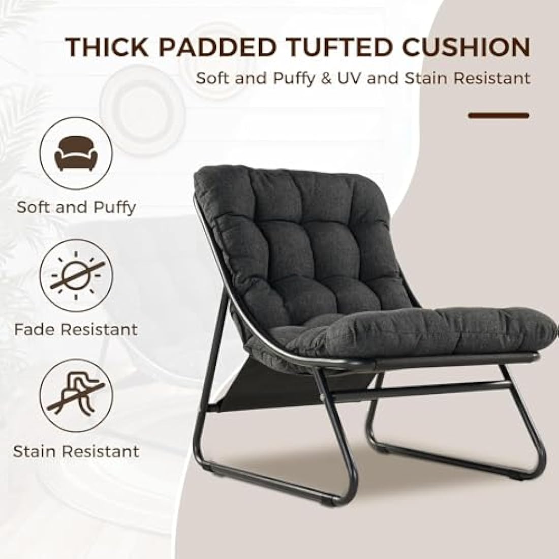 Grand Patio Sun Lounger with Side Table & Footstool - Dark Gray