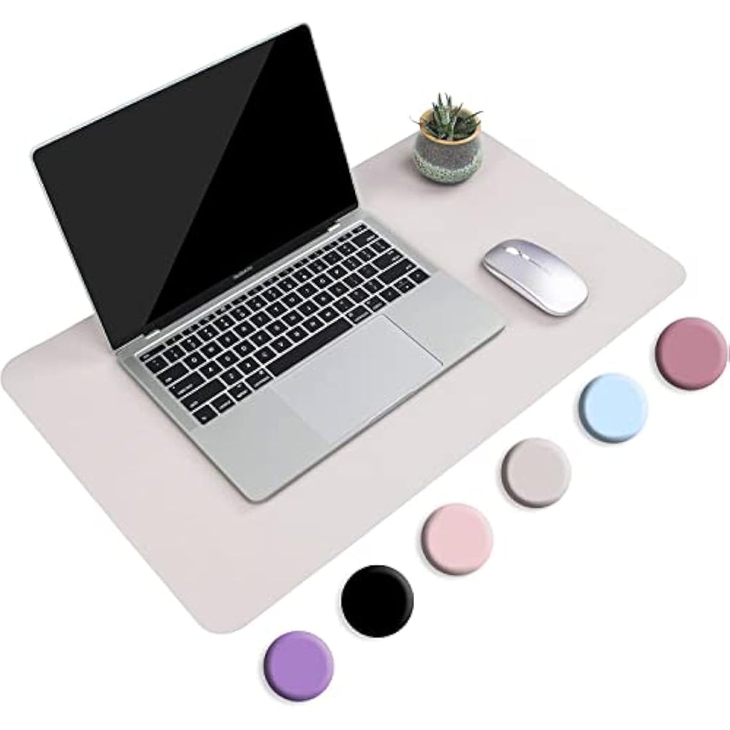 PVC Leather Desk Pad – Non-Slip Waterproof Mouse Mat, Gray