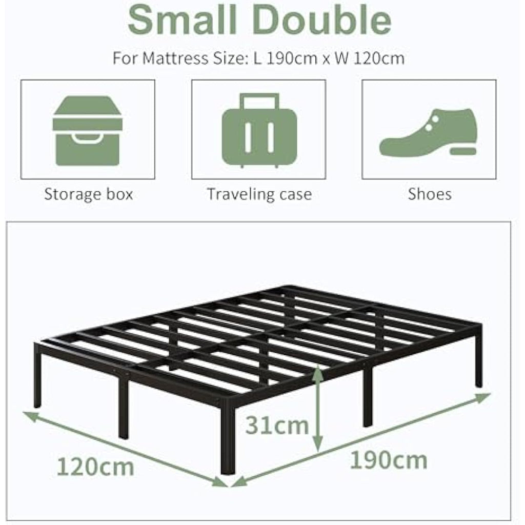 Lutown Small Double Metal Bed Frame – Heavy Duty 4ft Platform Bed