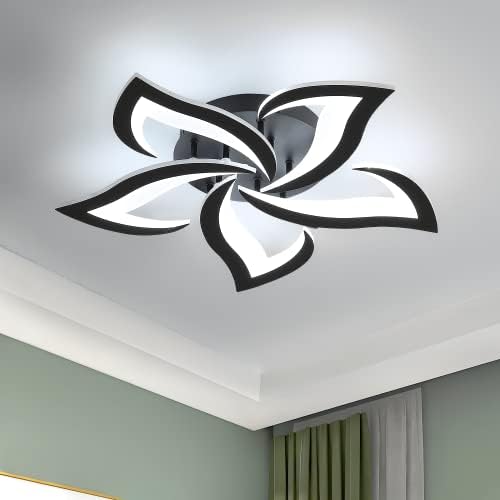 Comely Modern Flower LED Ceiling Light | 60W Petal Chandelier - Black