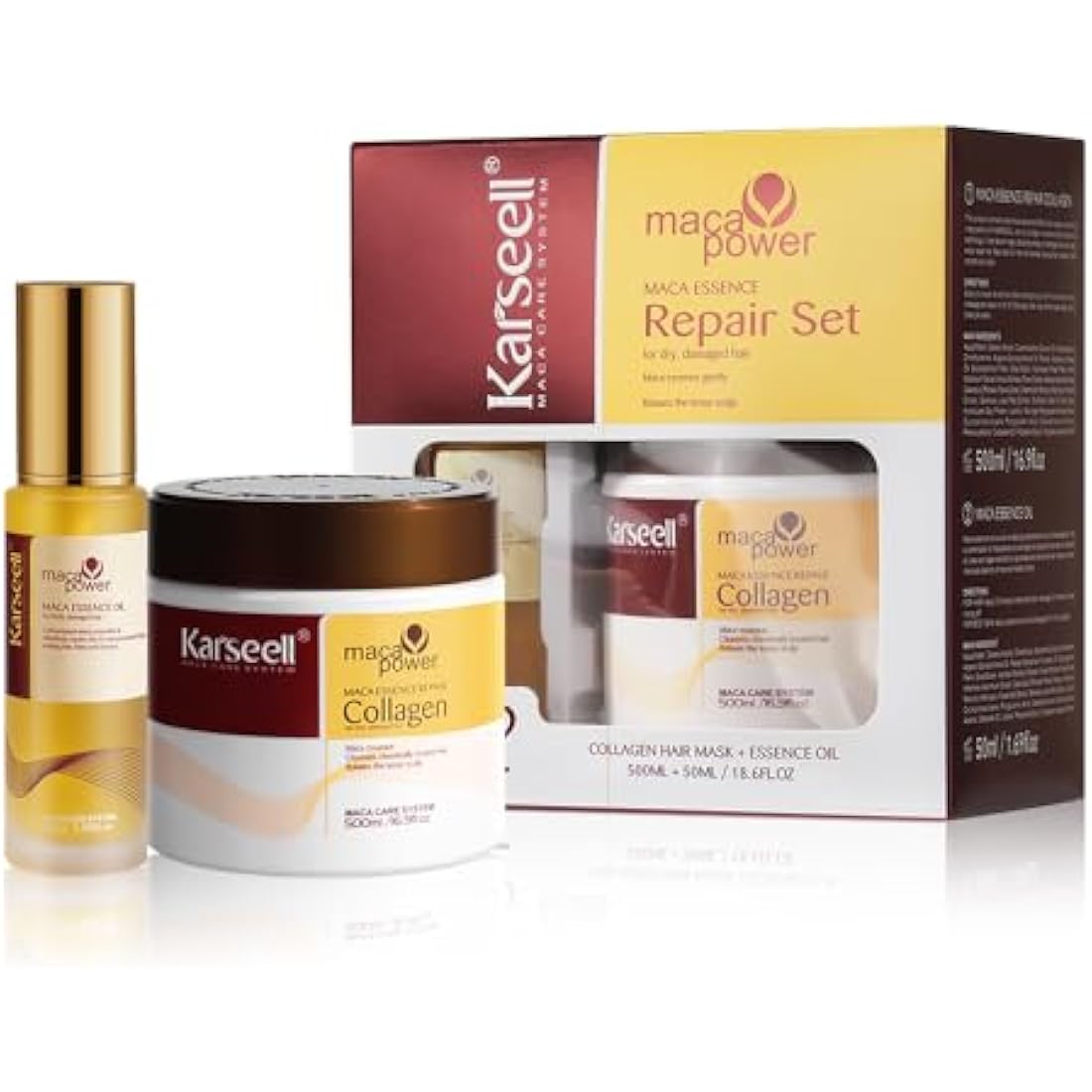 Karseell Collagen Hair Mask & Maca Essence Oil Set for Damaged Hair
