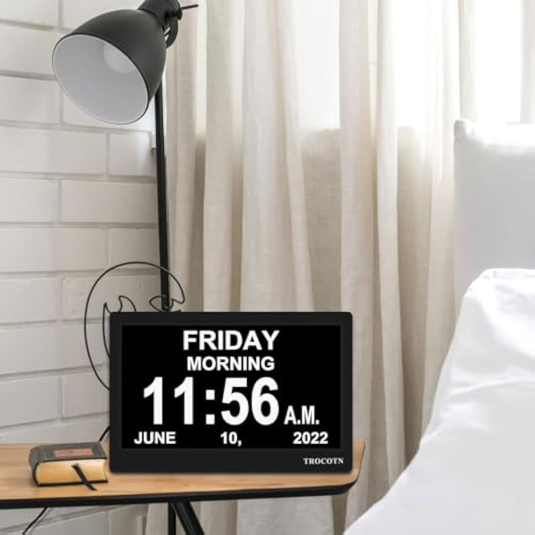 TROCOTN 10 Inch Digital Calendar Day Clock for Seniors - Large Display Black