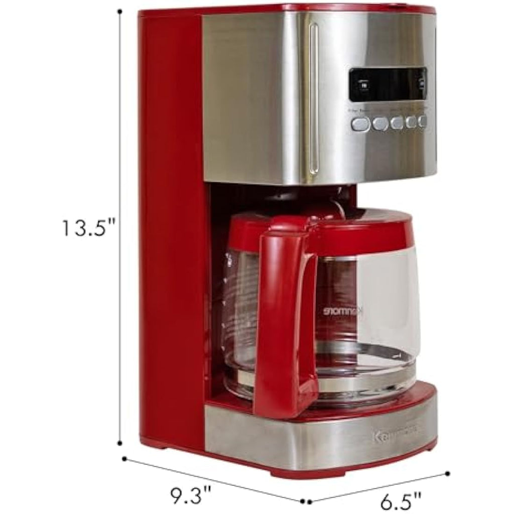 Kenmore 12-Cup Drip Coffee Maker – Programmable Filter Machine, Red