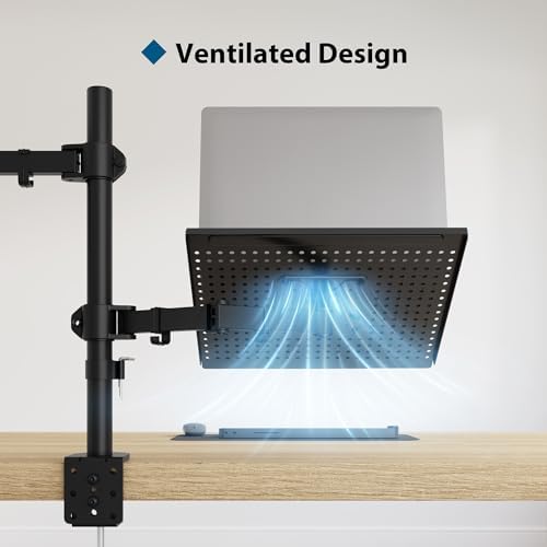 BONTEC Monitor Arm & Laptop Tray | Height Adjustable VESA Desk Mount